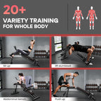 Salle de sport avec des personnes faisant de l'exercice et texte sur la variété des entraînements pour tout le corps.