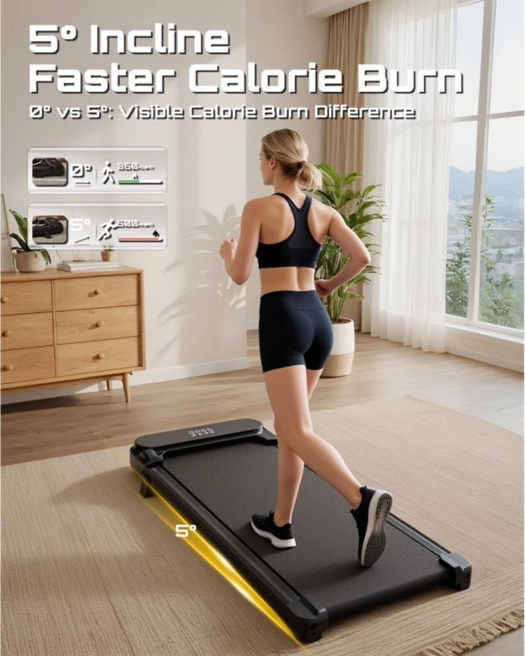 Fitvect C1 walking pad with 5% incline-easy moving, 120kg max weight