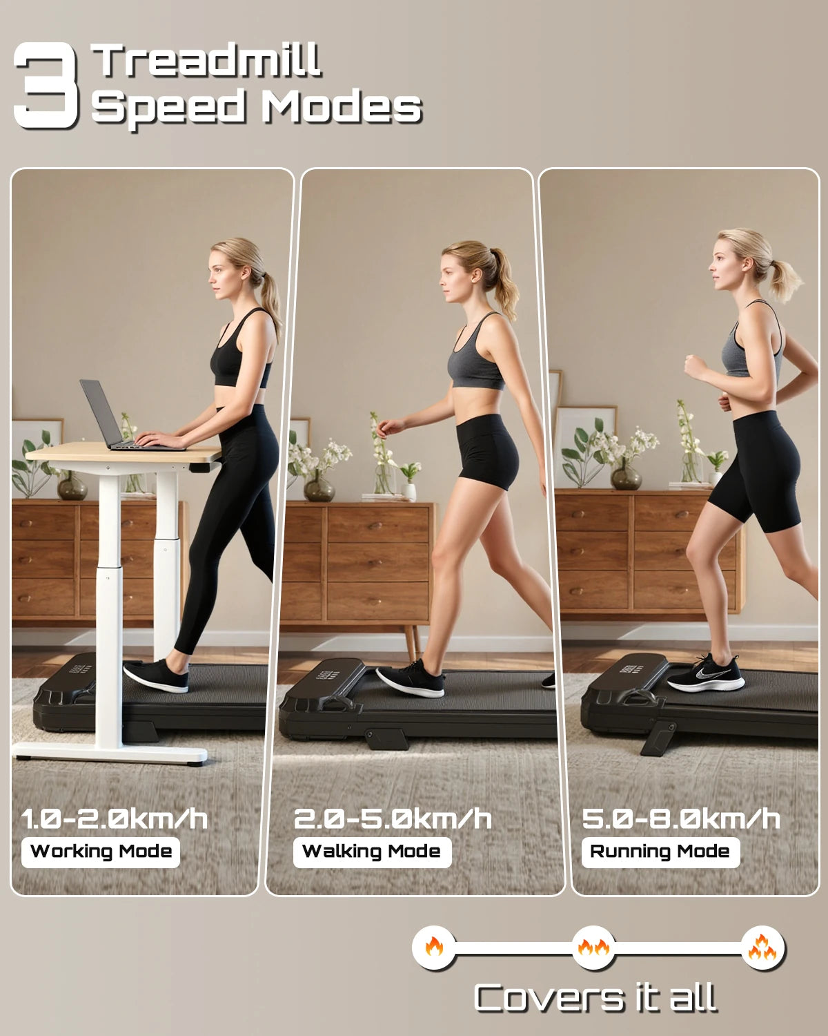 fitvect c1 treadmill with different speed modes