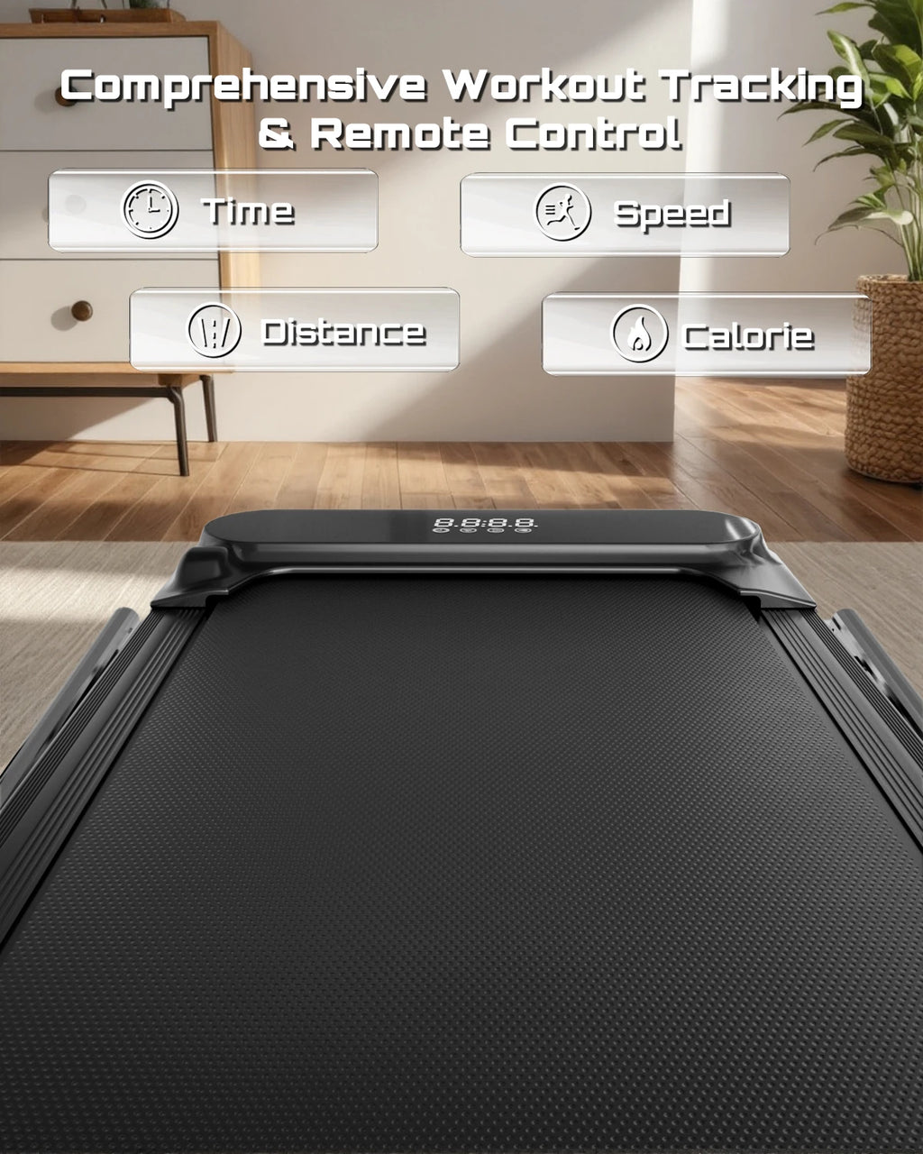 fitvect c1f foldable treadmill with remote control - monitor speed, time, calorie and distance