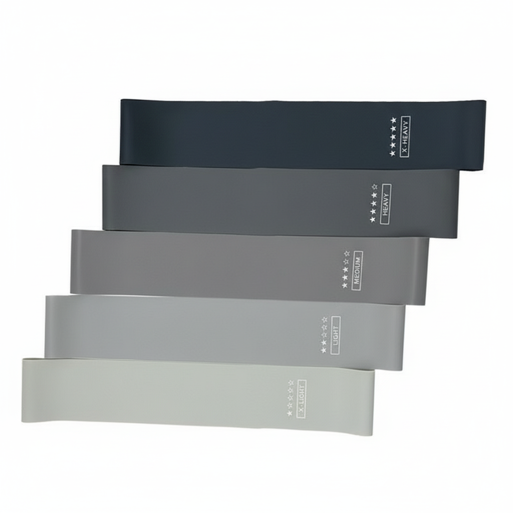 Ensemble de 5 bandes de résistance noires, grises et blanches sur fond blanc