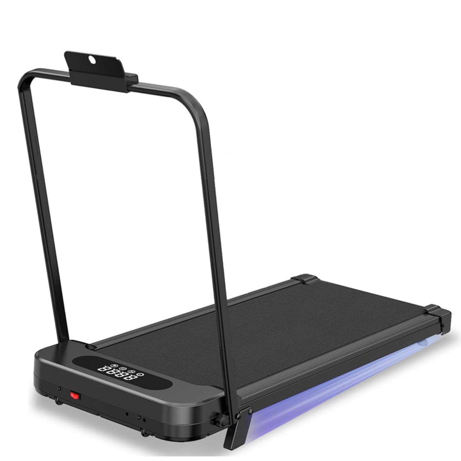 Tapis roulant portable avec guidon sur fond blanc