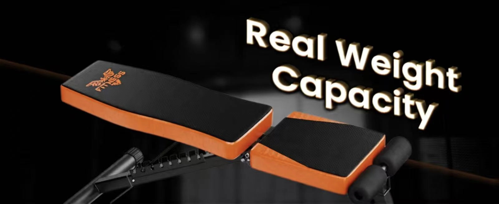 Appareil de fitness avec l'inscription « Capacité de charge réelle » sur fond sombre